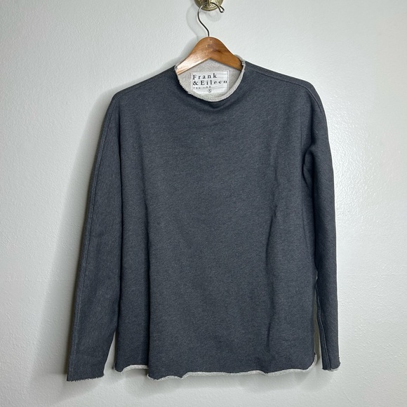 Frank & Eileen Long Sleeve Capulet Funnel Neck Grey Charcoal Sweatshirt S - Picture 1 of 16